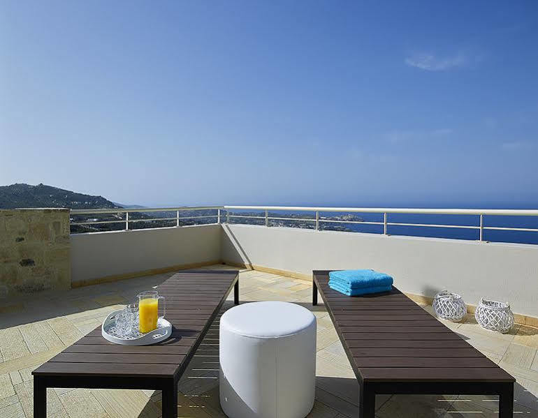 Minimalist Mediterranean Blue Key Villa With Sea View & Infinity Heated Pool Agia Pelagia Exterior foto